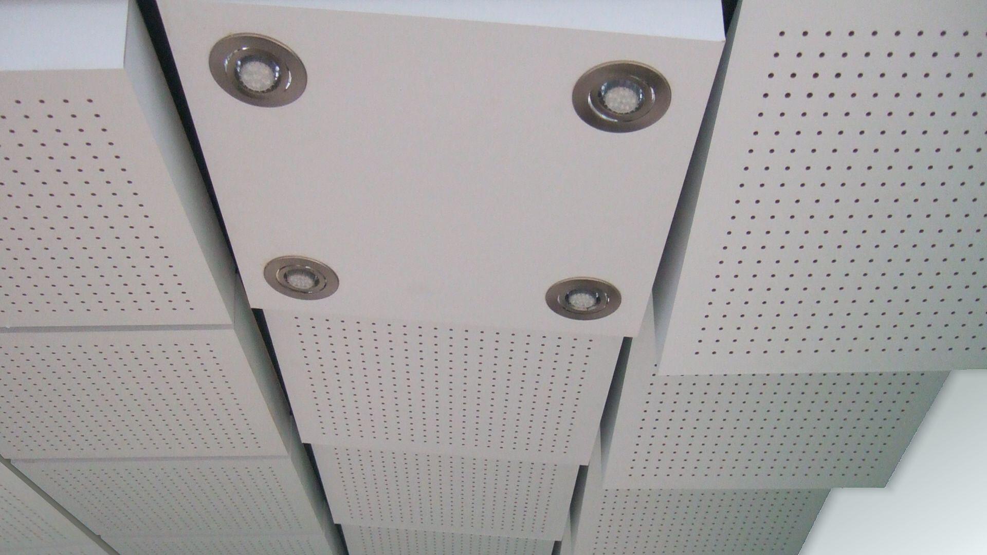 3D Ceiling Panels - 3D White Stepped with Lights