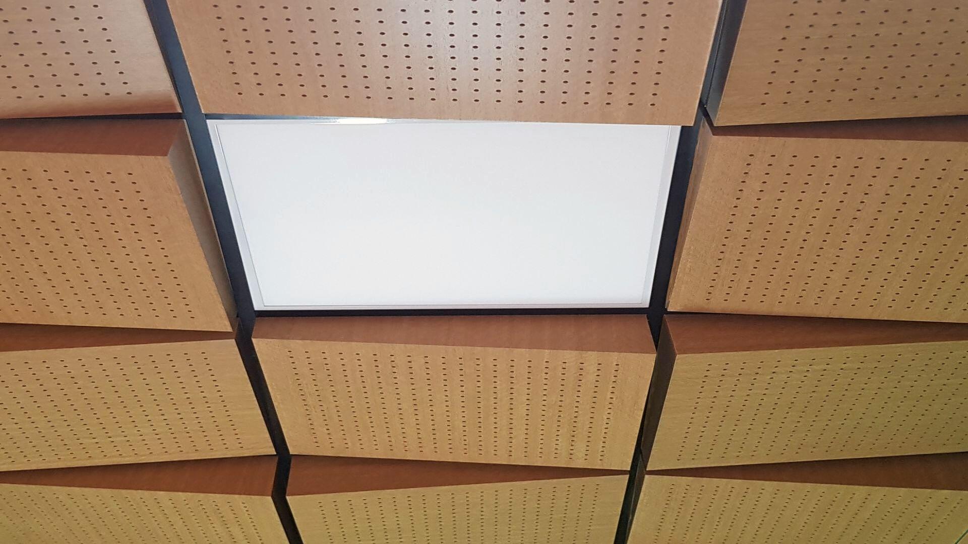 3D Darker Wood Square Light - 3D Ceiling Tiles