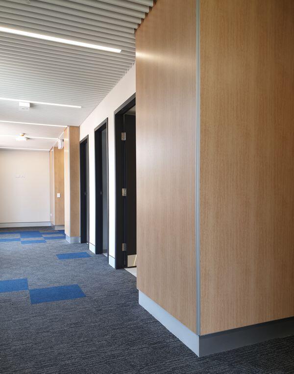 Supaline walls and Supaslat ceiling in a lift lobby at Arden Anglican School Epping NSW