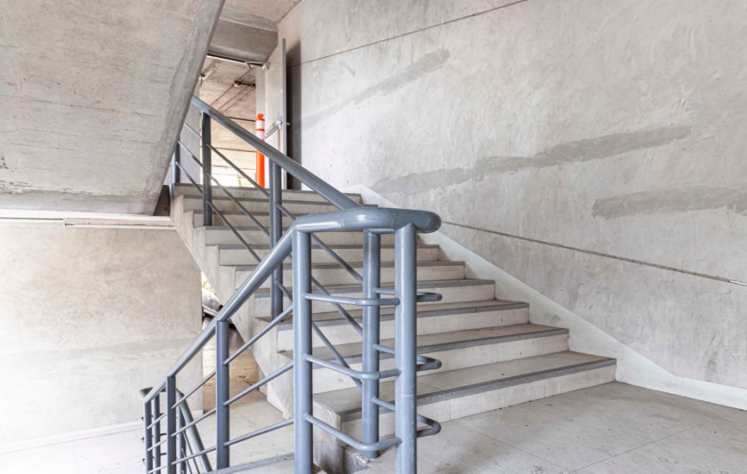 Concrete fire escape stairwell