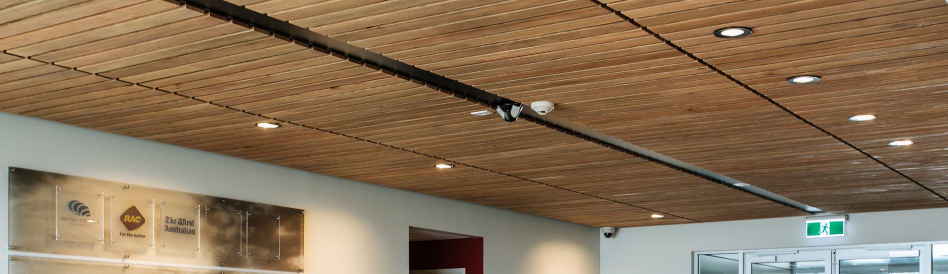 DRIFTWOOD Rustic Timber SUPATILE SLAT Ceiling Tiles Deliniate Aesthetic Mood in Memorial Museum