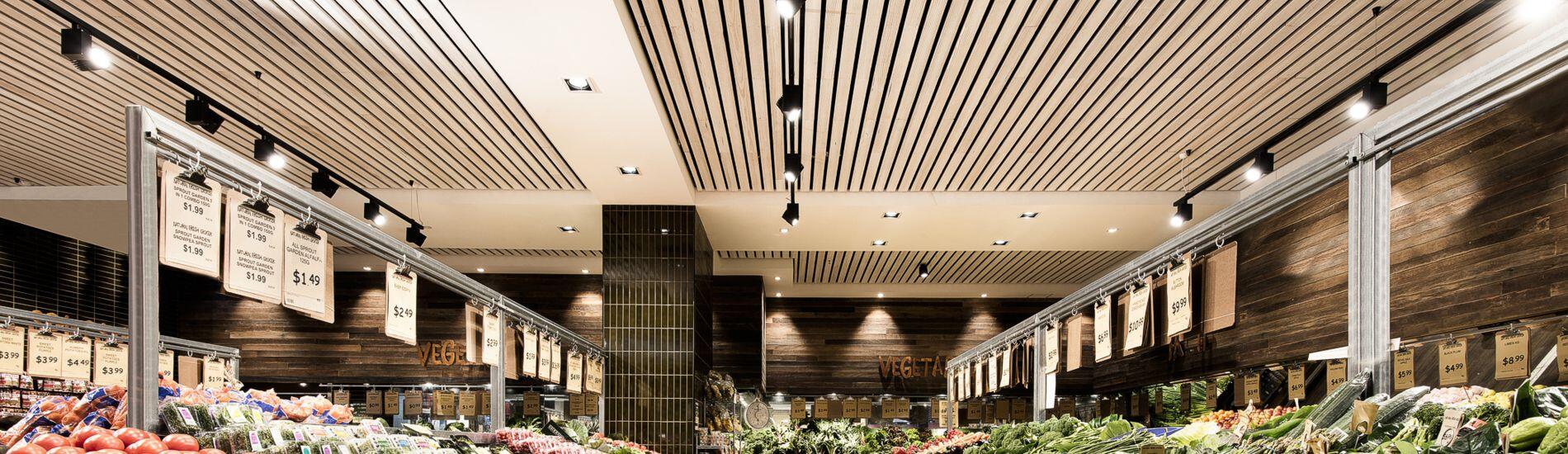 DRIFTWOOD Rustic Timber Ceiling Panel Create Atmosphere For Fresh Grocer Shop Interior