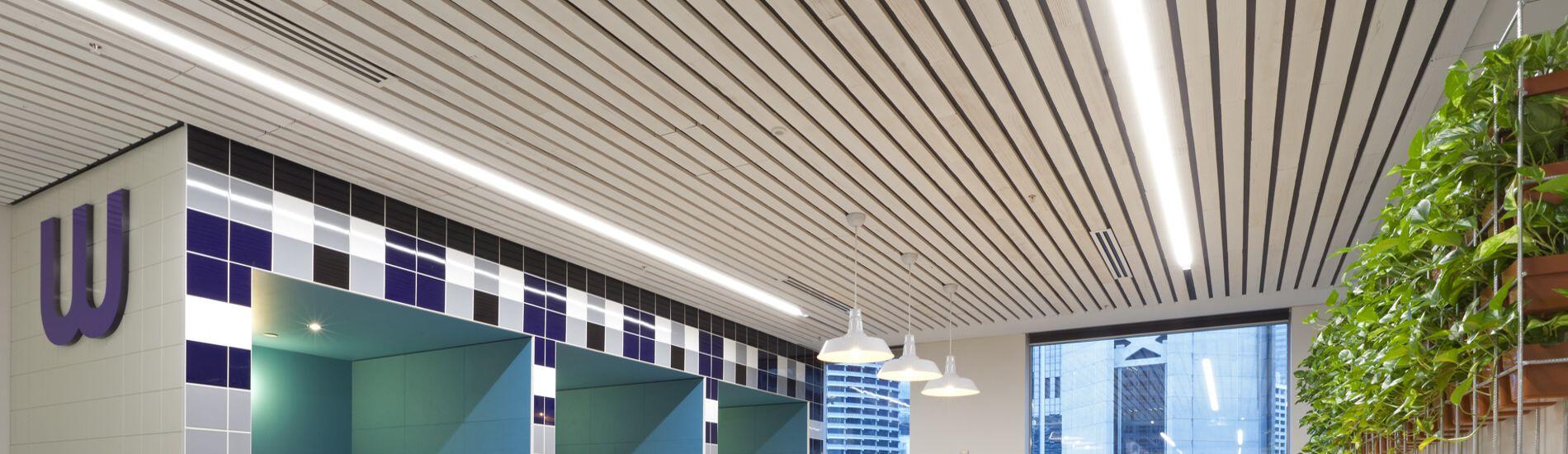 DRIFTWOOD Rustic Timber Slat Ceiling Throught Activity-Based Workplace Fitout