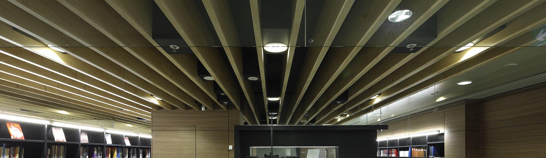 Lightweight MAXI BEAM feature ceiling in hospital clinical school library