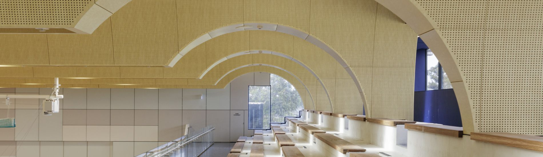 Complex curved acoustic ceiling brings design dreams into reality for school hall