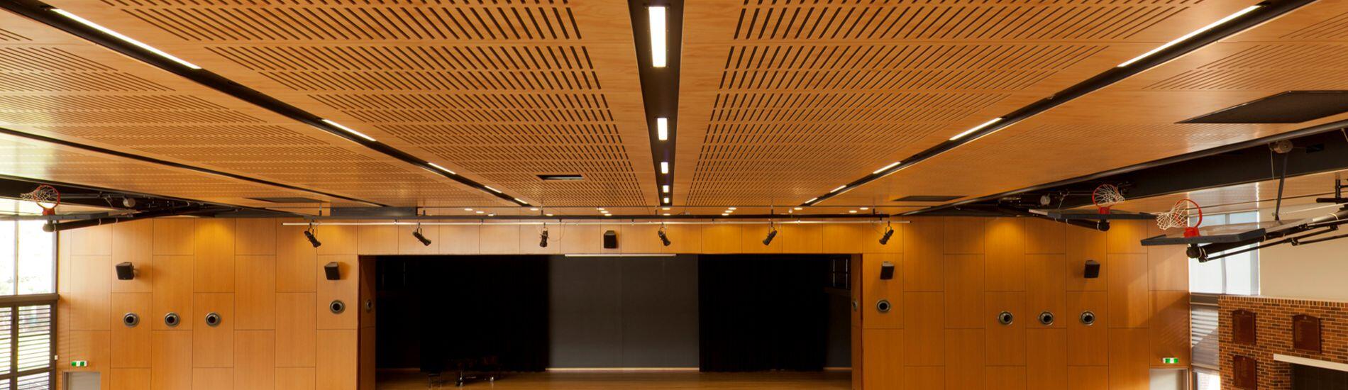 SUPACOUSTIC Acoustic and SUPALINE Decorative Panels A Durable Choice for School’s Multipurpose Hall