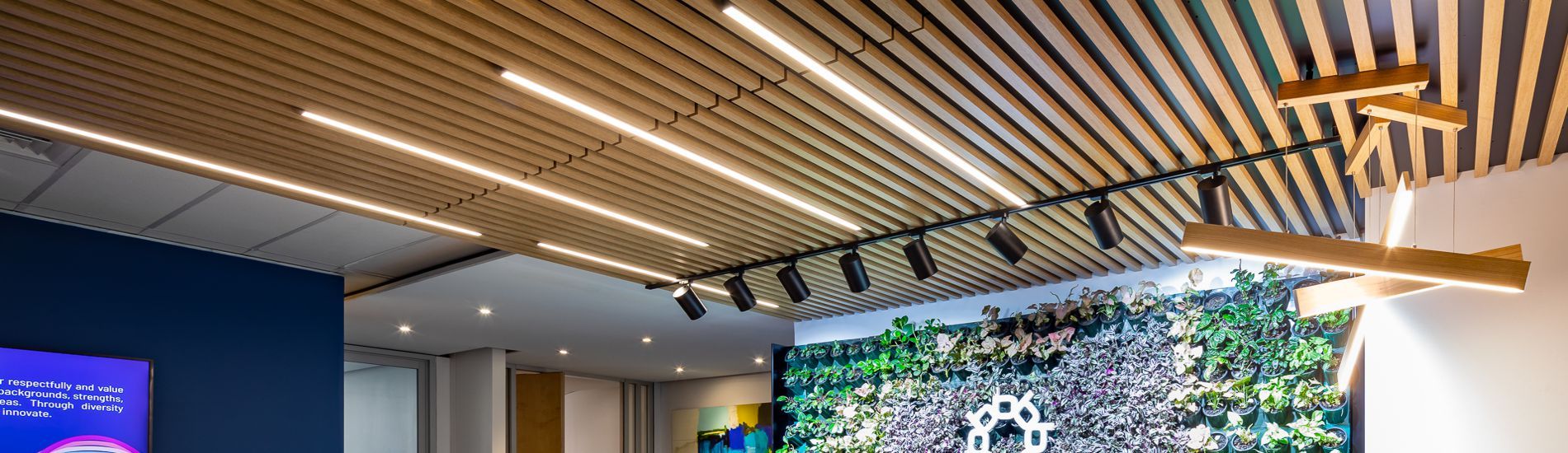 SUPASLAT slatted ceiling panels compliment biophilic theme for office fitout