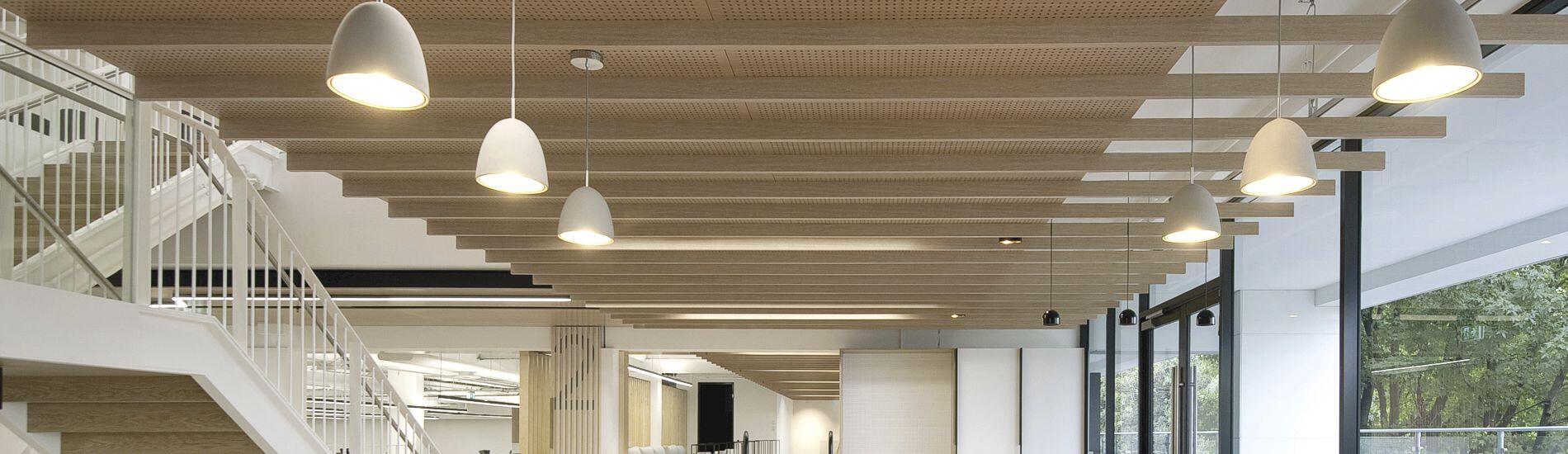 SUPACOUSTIC Perforated Panels Combined With SUPASLAT Slats Provide Economical Acoustic Solution For Workplace