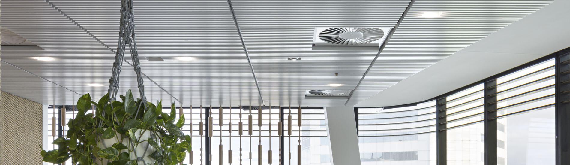 SUPATILE SLAT Slatted Ceiling Tiles Create Contemporary Look in Workplace Breakouts
