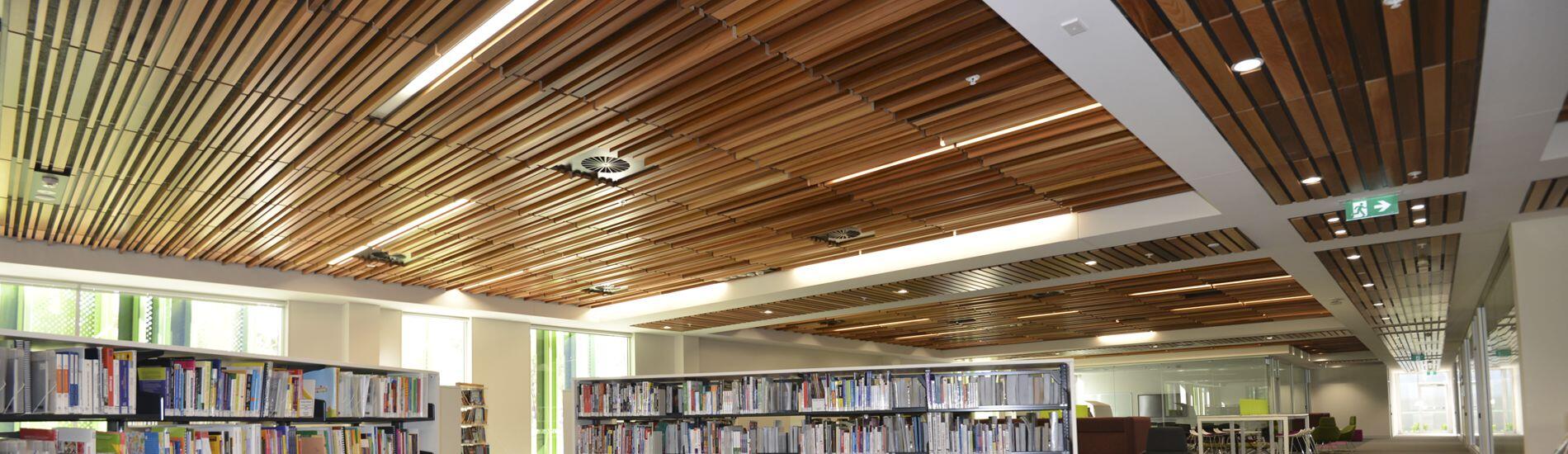 SUPATILE SLAT Timber Ceiling Tiles Provide Acoustic Solution and Aesthetics in Library