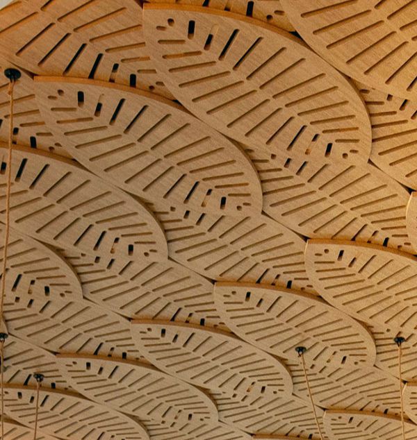 SUPACOUSTIC leaf shaped panels.