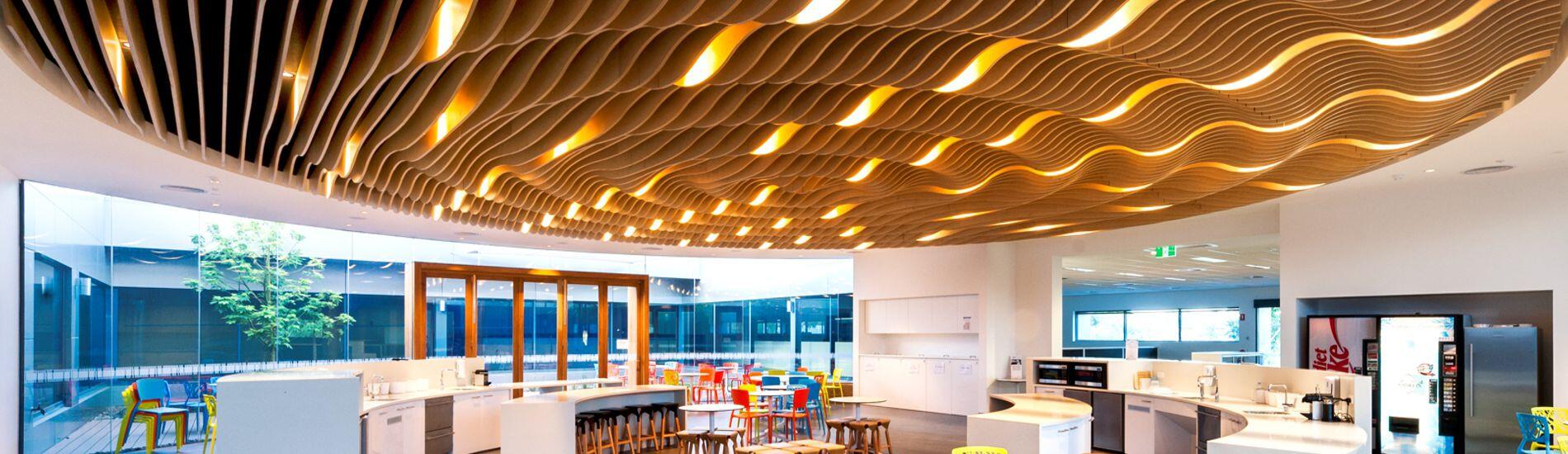 Creative WAVE BLADE Decorative Ceiling Features with Acoustic Option for Workplace